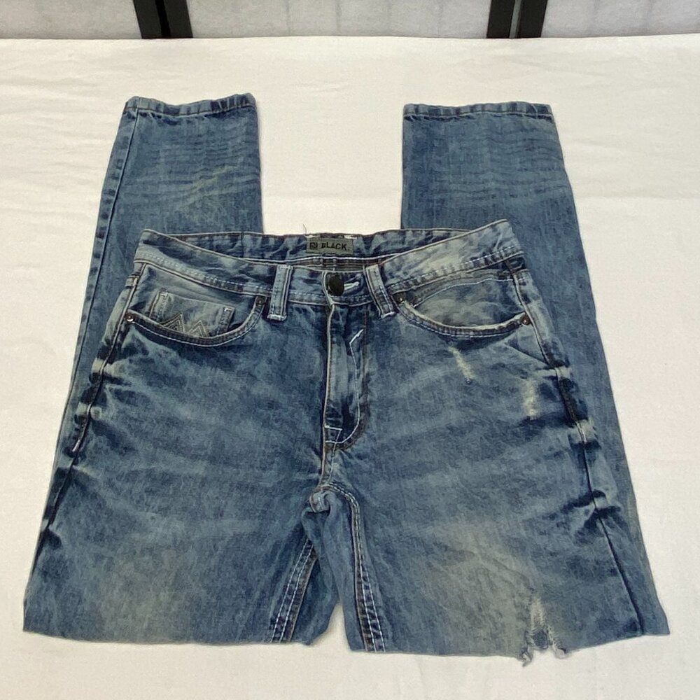 CJ Black Distressed Slim Denim Jeans Faded Medium Wash 28 Embroidered Pocket - Picture 7 of 14